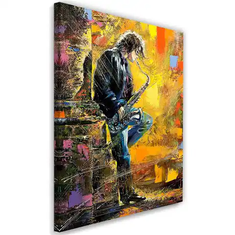 ⁨Canvas painting, Musician with saxophone (Size 40x60)⁩ at Wasserman.eu