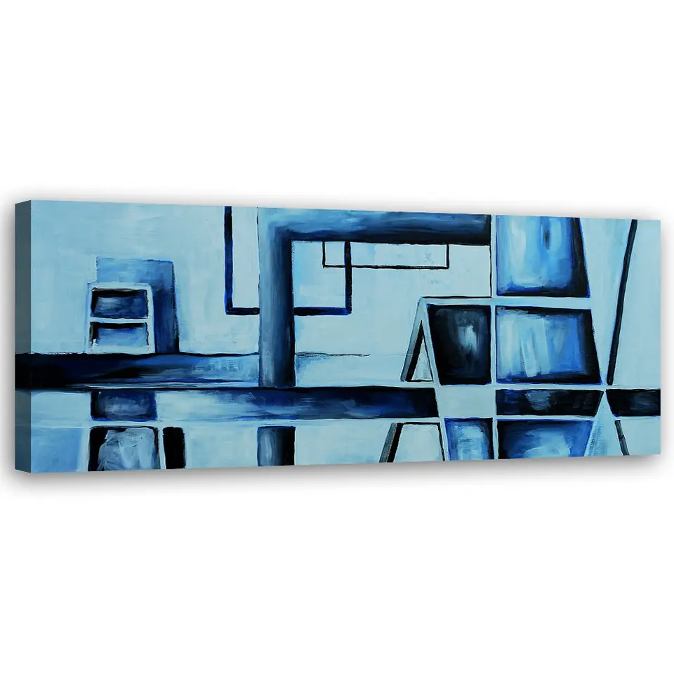 ⁨Obraz na płótnie, Abstrakcja niebieska (Rozmiar 90x30)⁩ w sklepie Wasserman.eu