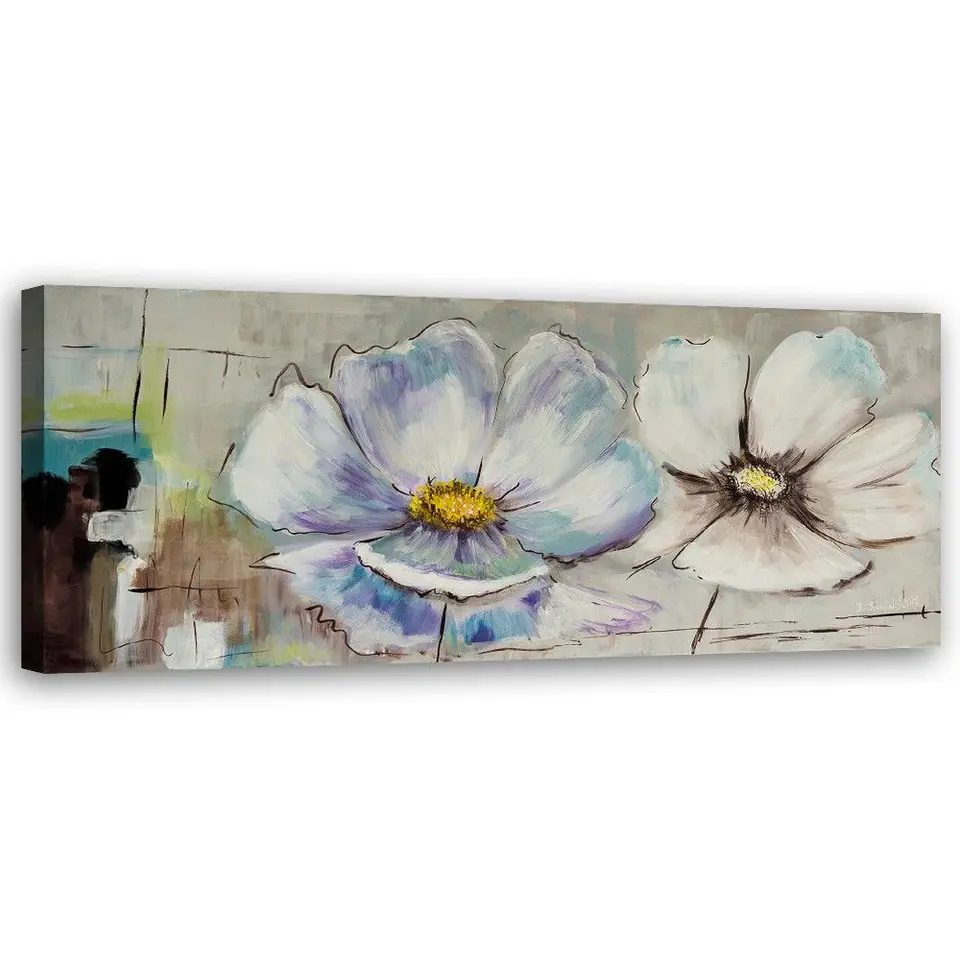 ⁨Obraz na płótnie, Malowane kwiaty shabby chic (Rozmiar 90x30)⁩ w sklepie Wasserman.eu