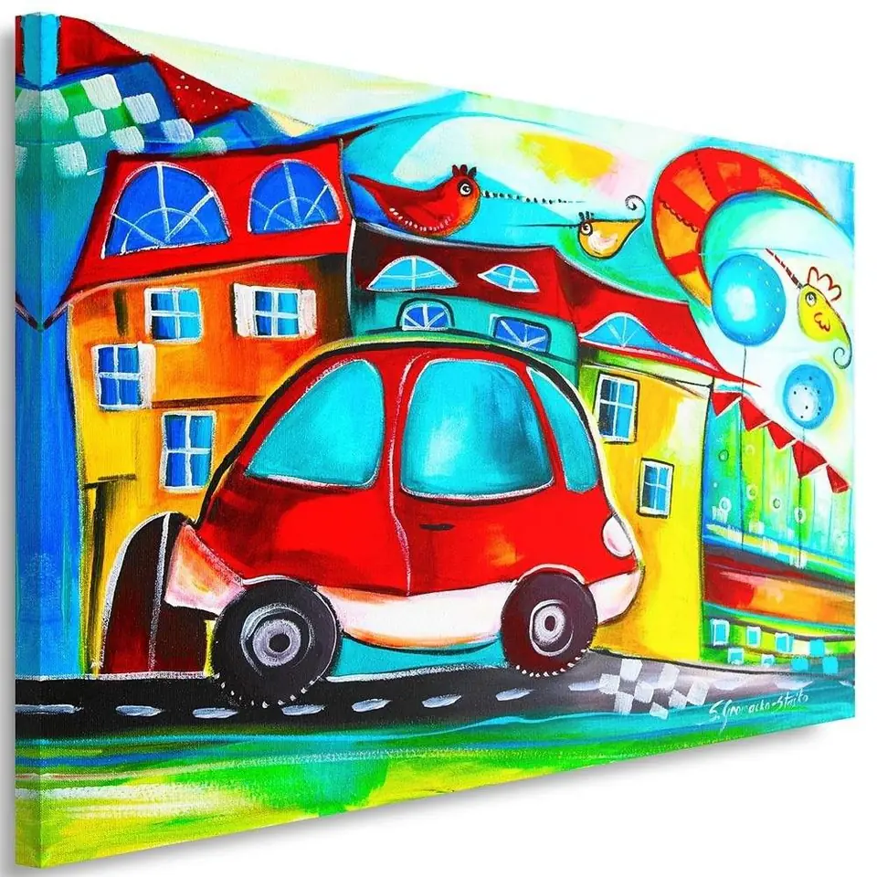 ⁨Painting on canvas, Red toy car (Size 60x40)⁩ at Wasserman.eu