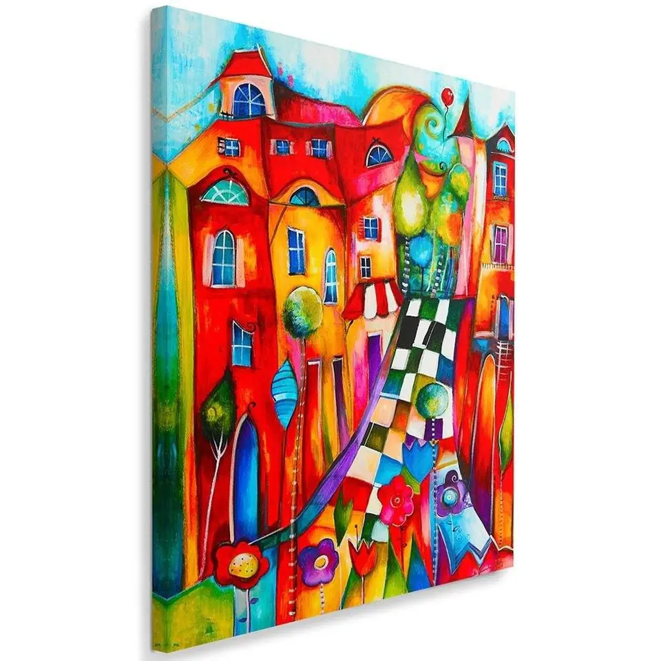 ⁨Painting on canvas, Colorful town (Size 70x100)⁩ at Wasserman.eu