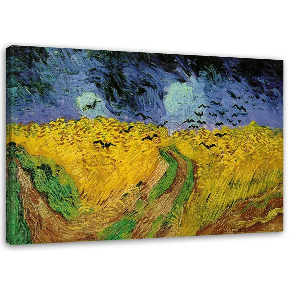 ⁨Obraz na płótnie, Pole pszenicy z krukami - V. van Gogh reprodukcja (Rozmiar 90x60)⁩ w sklepie Wasserman.eu
