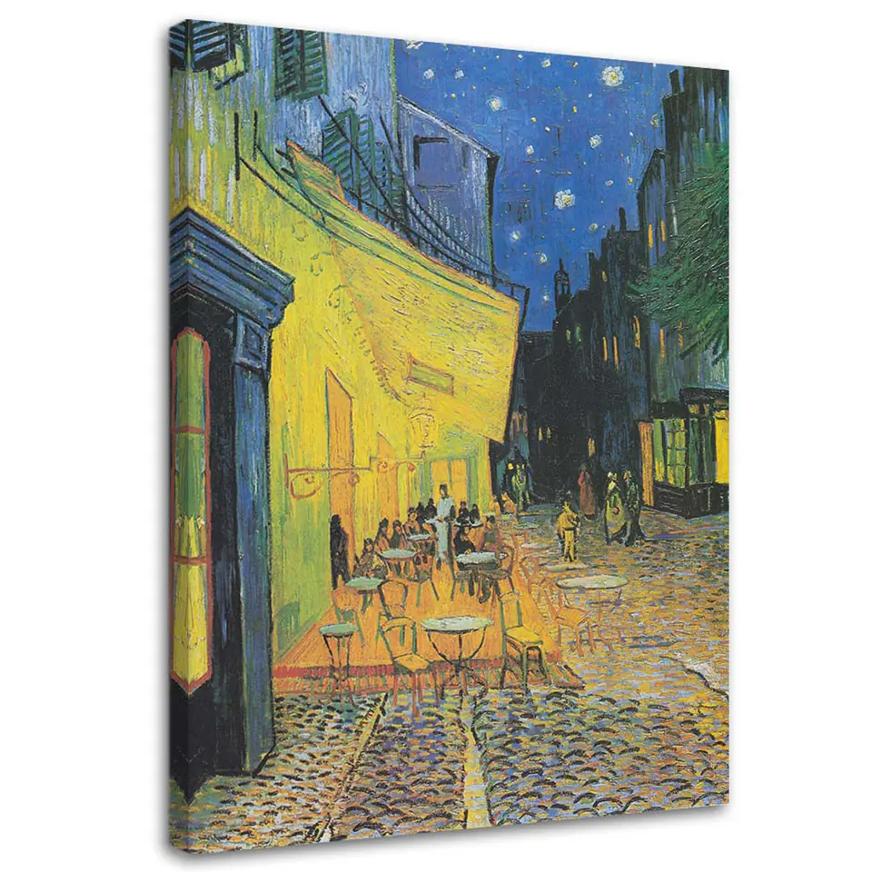 ⁨Obraz na płótnie, Taras kawiarni w nocy - V. van Gogh reprodukcja (Rozmiar 40x60)⁩ w sklepie Wasserman.eu