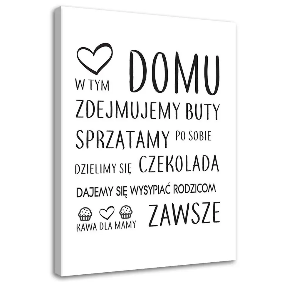 ⁨Obraz na płótnie, W tym domu, typograficzny (Rozmiar 60x90)⁩ w sklepie Wasserman.eu