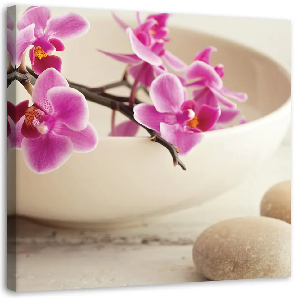 ⁨Painting on canvas, Pink orchids in a dish (Size 30x30)⁩ at Wasserman.eu