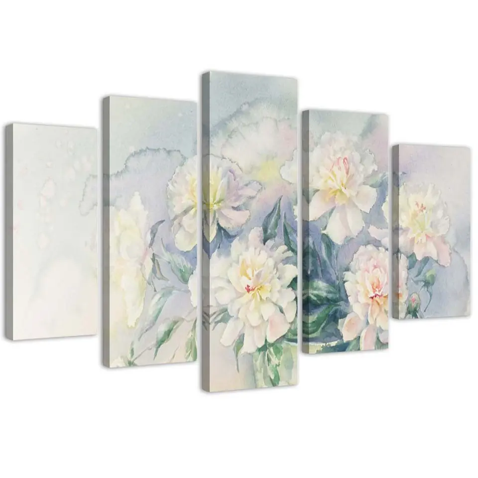 ⁨Five-part painting on canvas, Bouquet of white flowers (Size 100x70)⁩ at Wasserman.eu