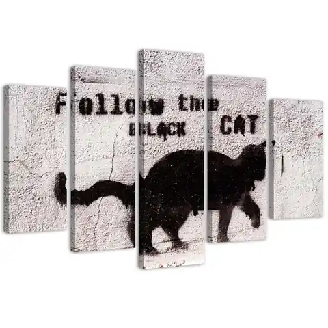 ⁨Obraz pięcioczęściowy na płótnie, Black cat (Rozmiar 100x70)⁩ w sklepie Wasserman.eu
