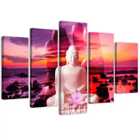 ⁨Obraz pięcioczęściowy na płótnie, Budda na tle oceanu (Rozmiar 150x100)⁩ w sklepie Wasserman.eu