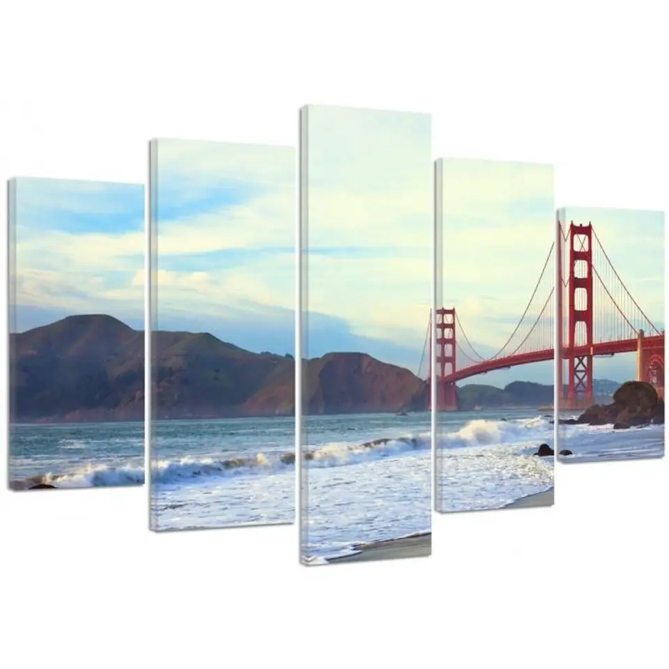 ⁨Five-part painting on canvas, Golden Gate Bridge (Size 100x70)⁩ at Wasserman.eu