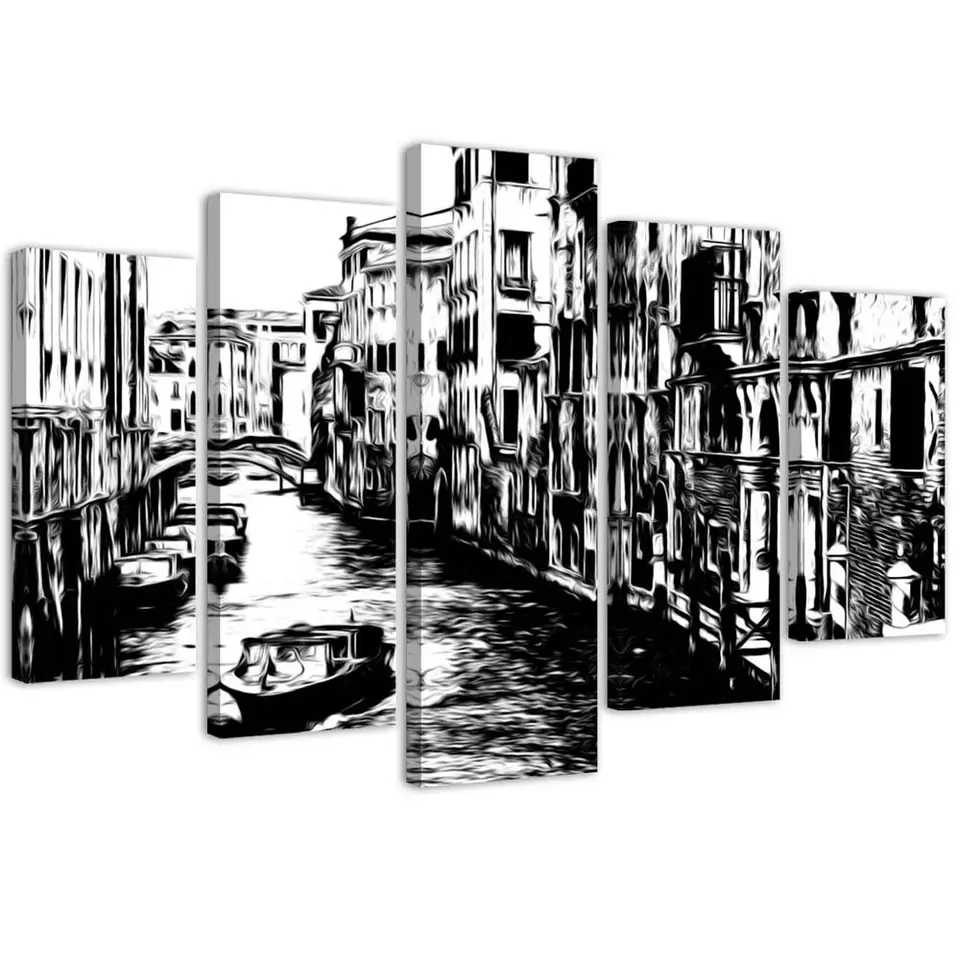 ⁨Five-part painting on canvas, Venetian Canal (Size 100x70)⁩ at Wasserman.eu