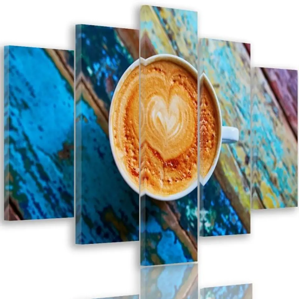 ⁨Five-part painting on canvas, Coffee 2 (Size 150x100)⁩ at Wasserman.eu