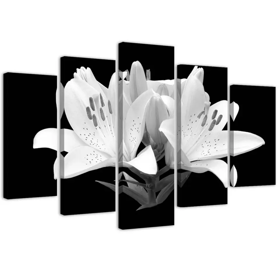 ⁨Five-part painting on canvas, White Lilies (Size 100x70)⁩ at Wasserman.eu