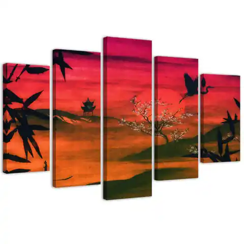 ⁨Five-part painting on canvas, Japan bathed in the sun (Size 150x100)⁩ at Wasserman.eu