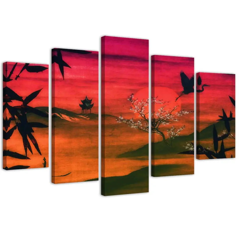 ⁨Five-part painting on canvas, Japan bathed in the sun (Size 150x100)⁩ at Wasserman.eu