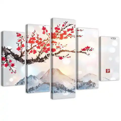 ⁨Five-part painting on canvas, Land of the Cherry Blossom (Size 150x100)⁩ at Wasserman.eu