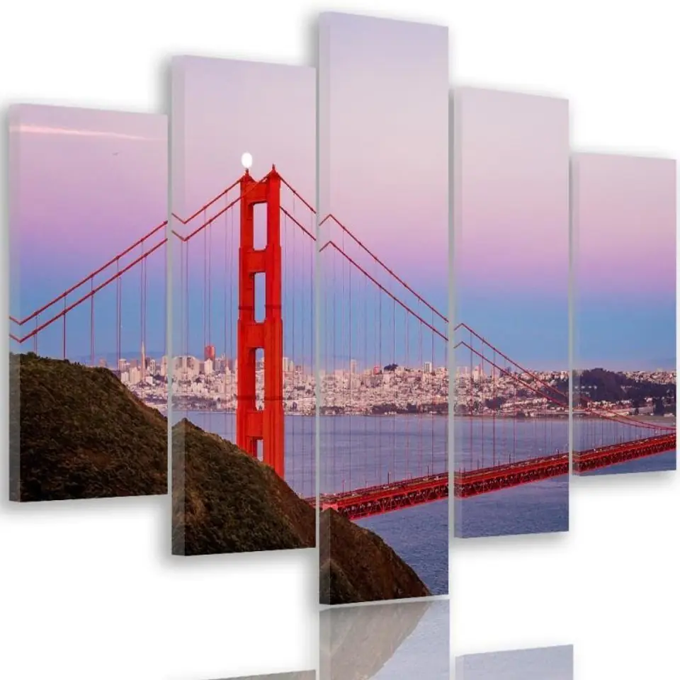⁨Obraz pięcioczęściowy na płótnie, Most Golden Gate 3 (Rozmiar 100x70)⁩ w sklepie Wasserman.eu
