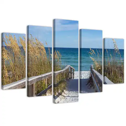 ⁨Obraz pięcioczęściowy na płótnie, Zejście na plażę (Rozmiar 100x70)⁩ w sklepie Wasserman.eu