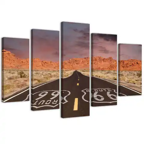 ⁨Five-part painting on canvas, Route 66 Road (Size 150x100)⁩ at Wasserman.eu