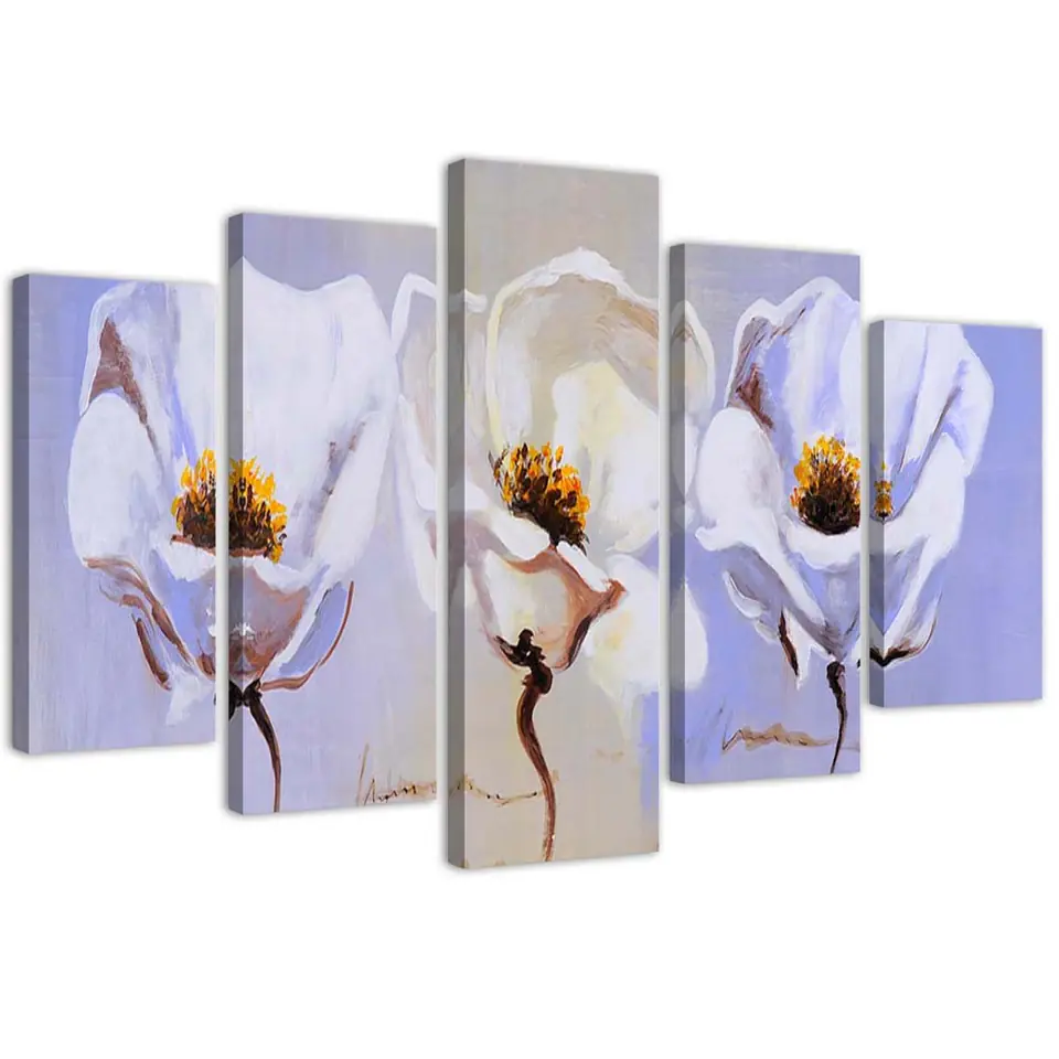 ⁨Five-part painting on canvas, Three Flowers (Size 150x100)⁩ at Wasserman.eu