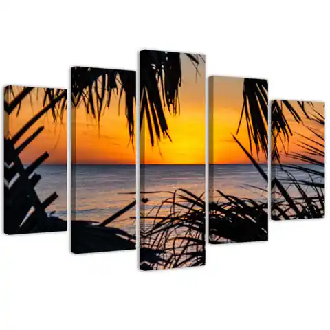 ⁨Obraz pięcioczęściowy na płótnie, Morze o zachodzie słońca (Rozmiar 150x100)⁩ w sklepie Wasserman.eu