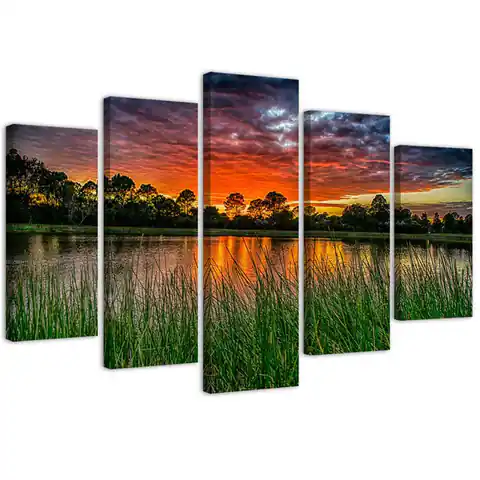 ⁨Five-part painting on canvas, Sky at sunset (Size 100x70)⁩ at Wasserman.eu
