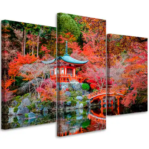 ⁨Obraz trzyczęściowy na płótnie, Japoński ogród (Rozmiar 120x80)⁩ w sklepie Wasserman.eu