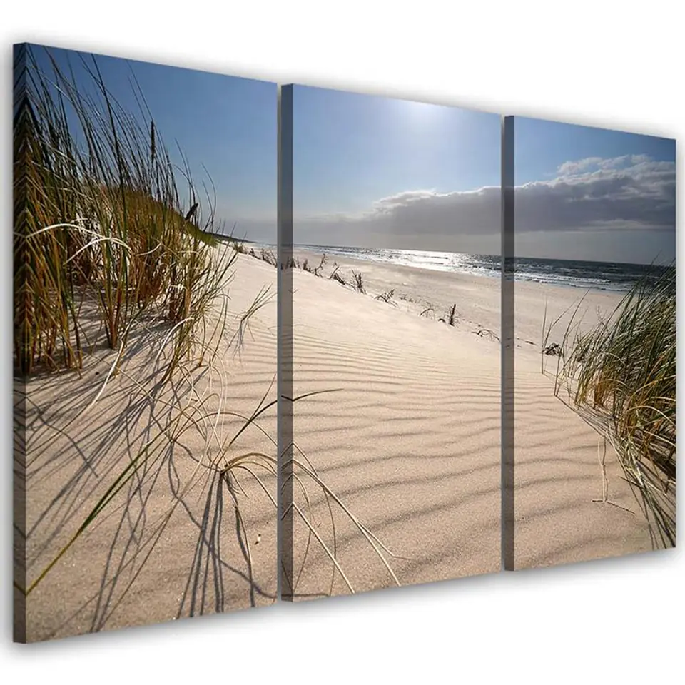 ⁨Three-part painting on canvas, Dunes on the beach (Size 120x80)⁩ at Wasserman.eu