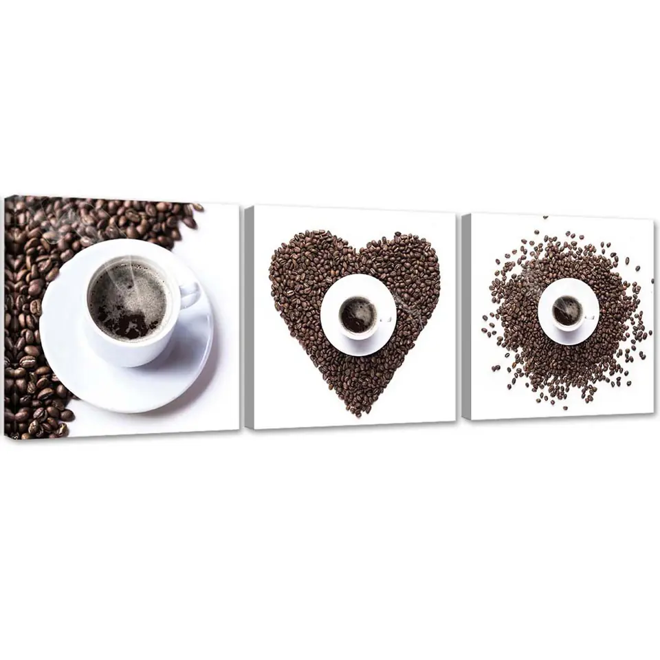 ⁨Three-part painting on canvas, Coffee Heart (Size 90x30)⁩ at Wasserman.eu