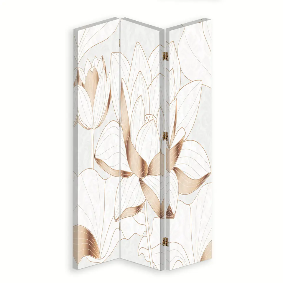 ⁨Double-sided swivel screen, Lotus flower in beige (Size 110x170)⁩ at Wasserman.eu