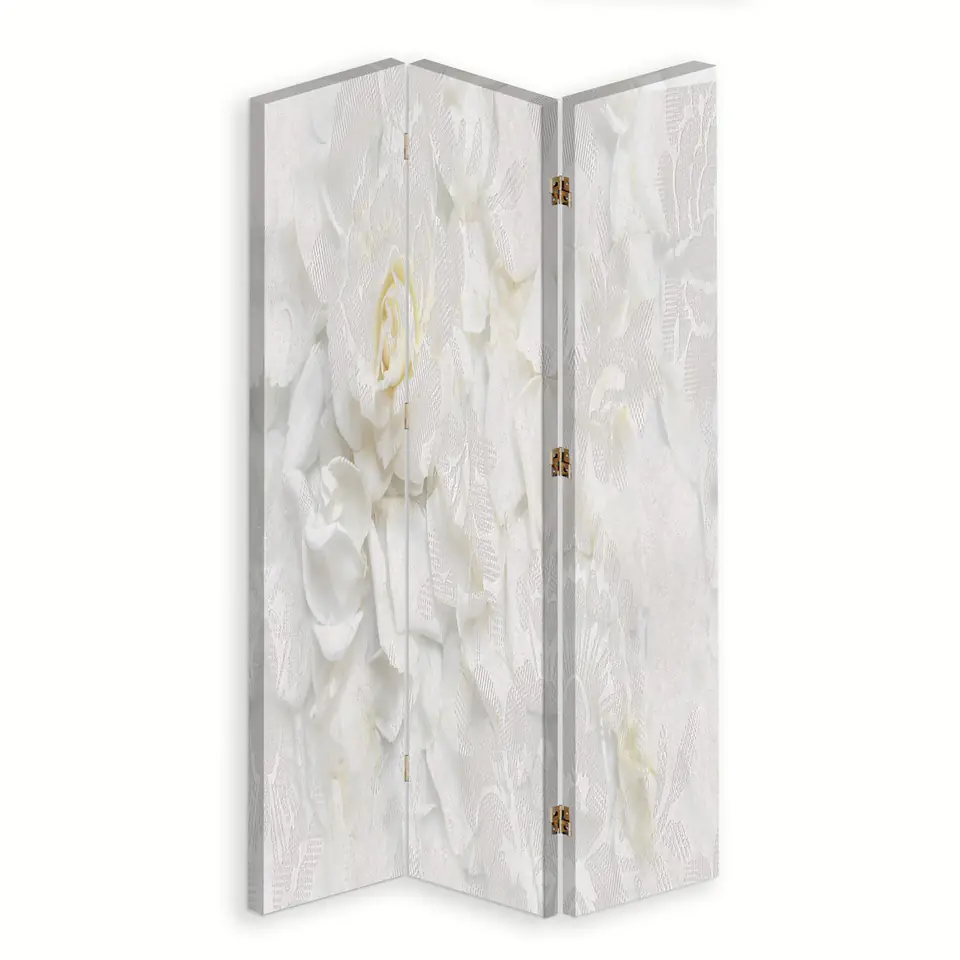 ⁨Double-sided swivel screen, White flowers (Size 110x170)⁩ at Wasserman.eu