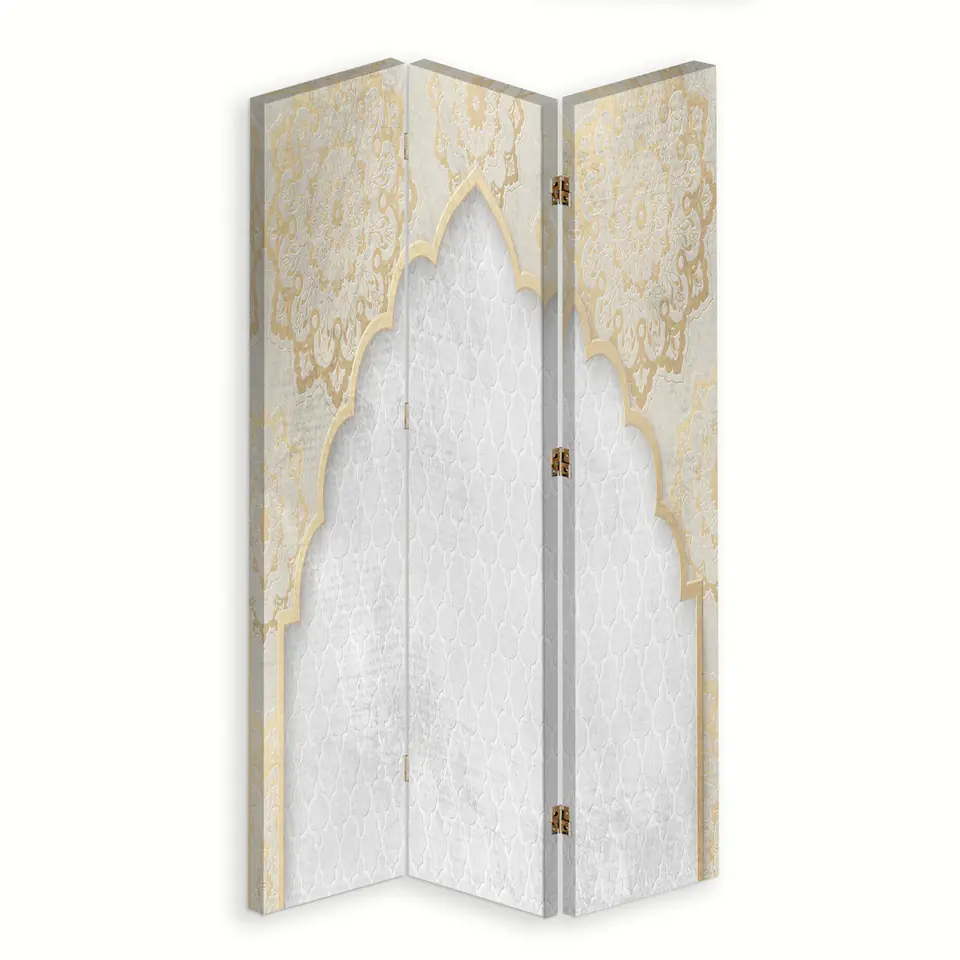 ⁨Parawan dwustronny obrotowy, Orientalny wzór w złocie (Rozmiar 110x170)⁩ w sklepie Wasserman.eu