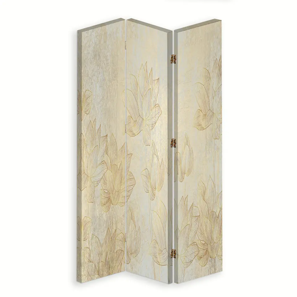 ⁨Double-sided swivel screen, Golden flowers (Size 110x170)⁩ at Wasserman.eu