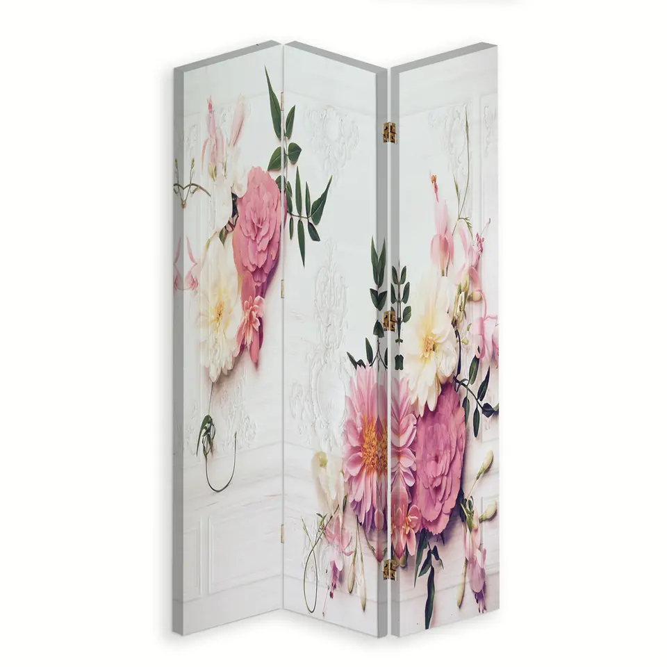 ⁨Double-sided swivel screen, Pink flowers (Size 110x170)⁩ at Wasserman.eu