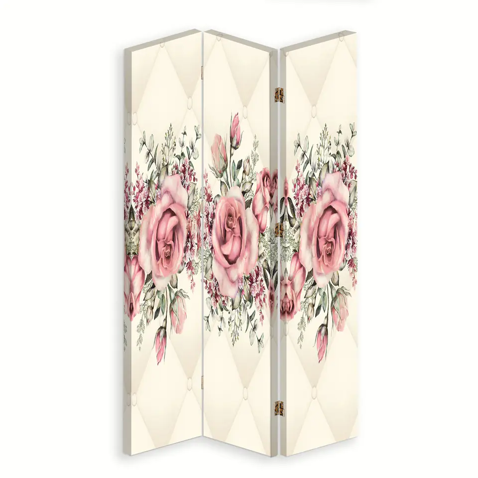 ⁨Double-sided swivel screen, Blooming roses (Size 110x170)⁩ at Wasserman.eu