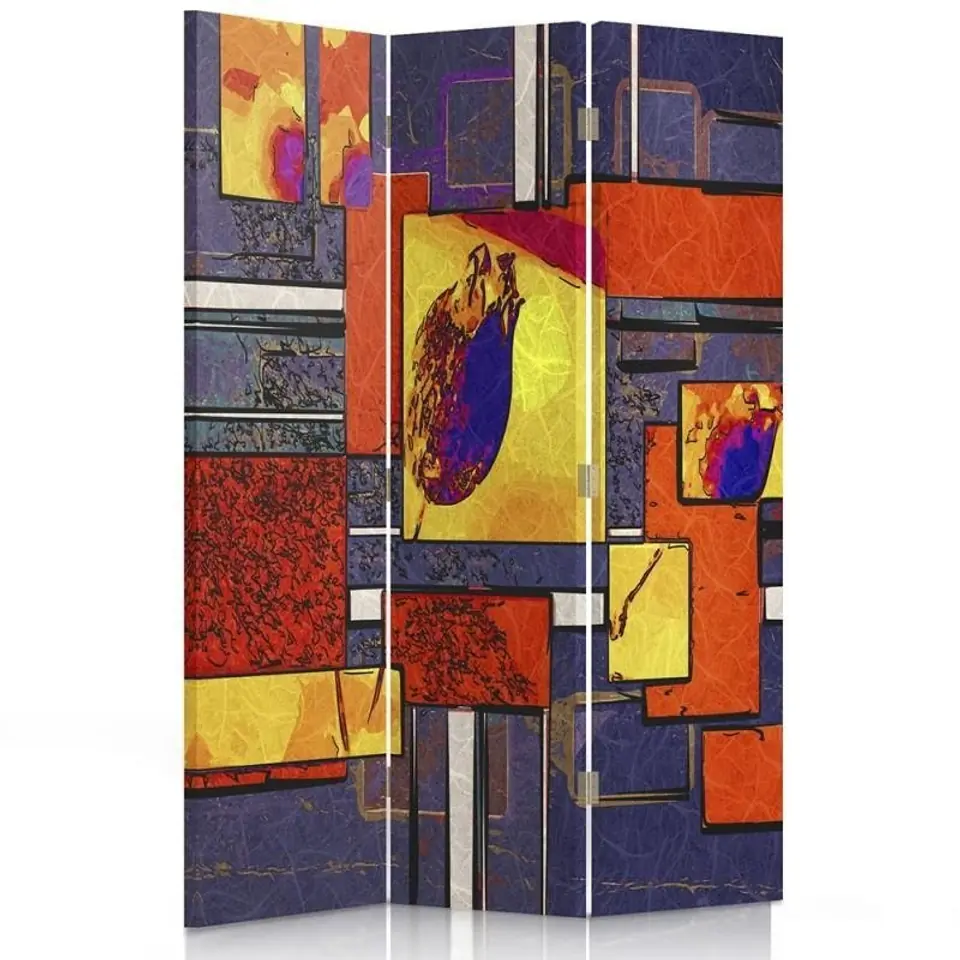 ⁨Parawan dwustronny obrotowy, Abstrakcja i geometria (Rozmiar 110x170)⁩ w sklepie Wasserman.eu
