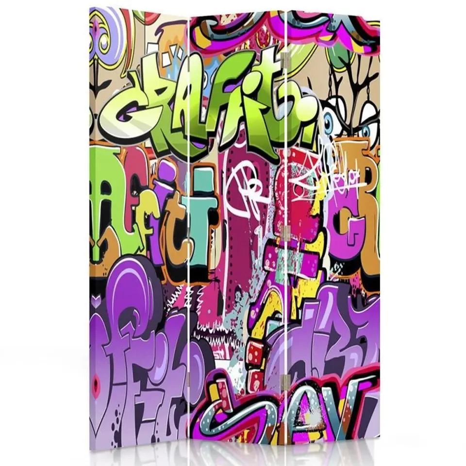 ⁨Double-sided swivel screen, Abstraction with graffiti (Size 110x170)⁩ at Wasserman.eu