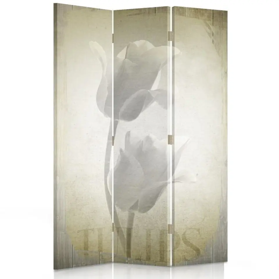 ⁨Parawan dwustronny obrotowy, Tulipany w stylu retro (Rozmiar 110x170)⁩ w sklepie Wasserman.eu