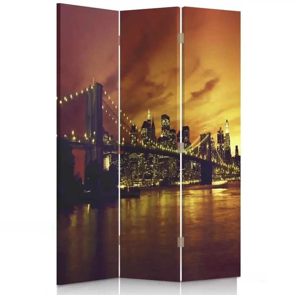 ⁨Parawan dwustronny obrotowy, Brooklyn Bridge i Manhattan o zachodzie słońca (Rozmiar 110x170)⁩ w sklepie Wasserman.eu