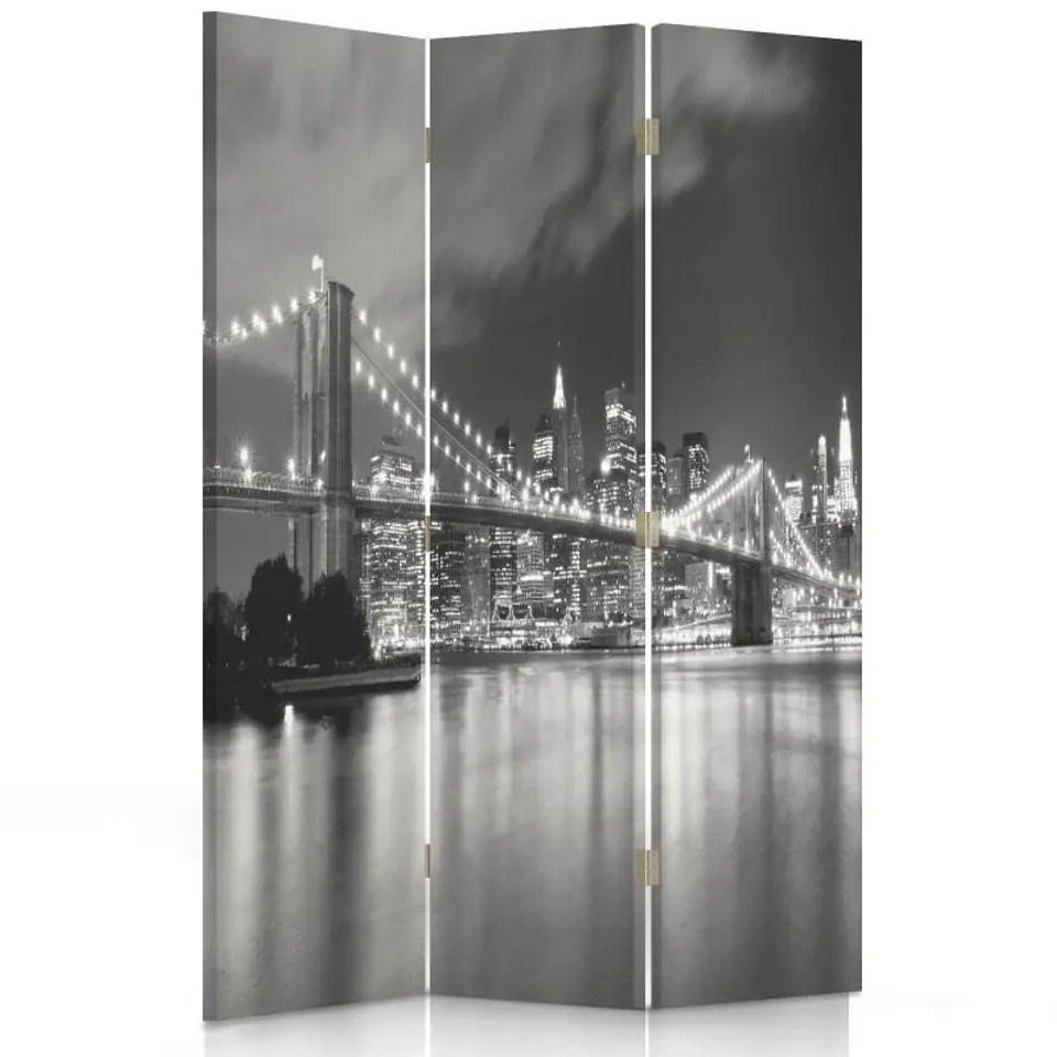 ⁨Parawan dwustronny obrotowy, Brooklyn Bridge nocą (Rozmiar 110x170)⁩ w sklepie Wasserman.eu