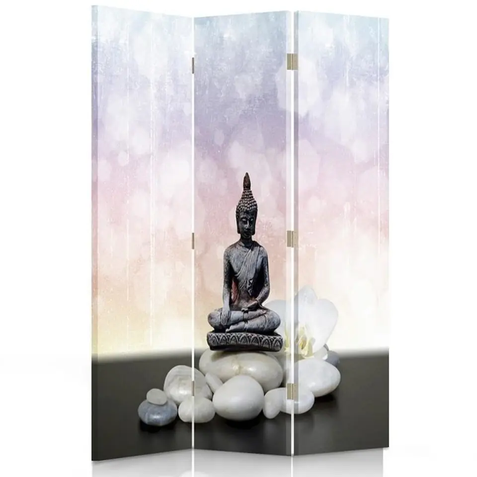 ⁨Double-sided swivel screen, Buddha statue and stones (Size 110x170)⁩ at Wasserman.eu