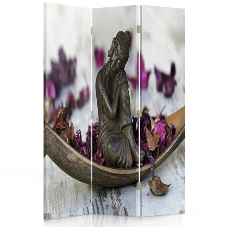 ⁨Parawan dwustronny obrotowy, Budda we fioletowych płatkach (Rozmiar 110x170)⁩ w sklepie Wasserman.eu