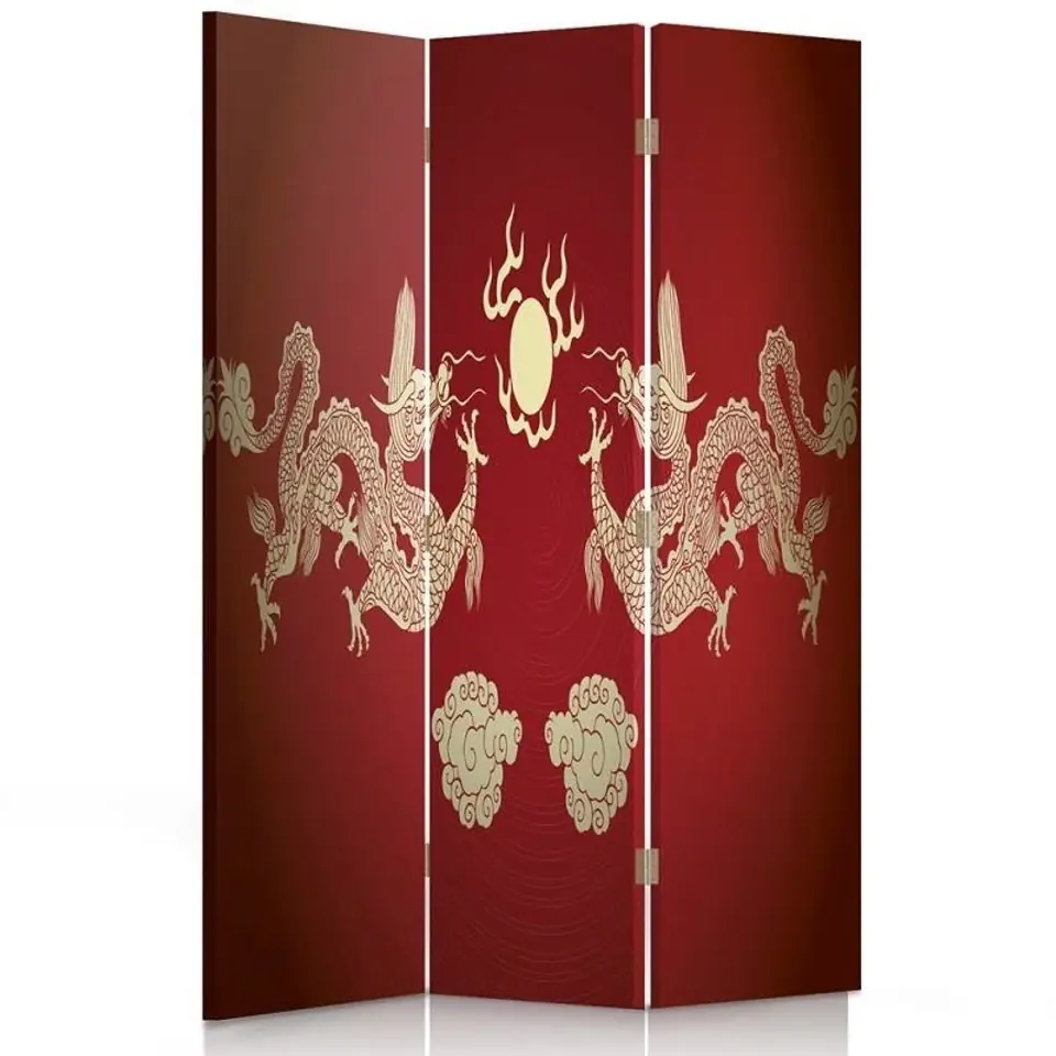 ⁨Parawan dwustronny obrotowy, Czerwone smoki (Rozmiar 110x170)⁩ w sklepie Wasserman.eu