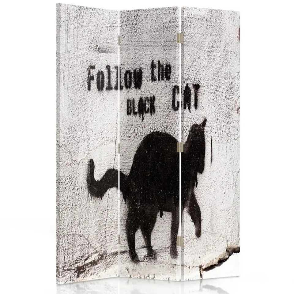 ⁨Parawan dwustronny obrotowy, Follow the black cat (Rozmiar 110x170)⁩ w sklepie Wasserman.eu