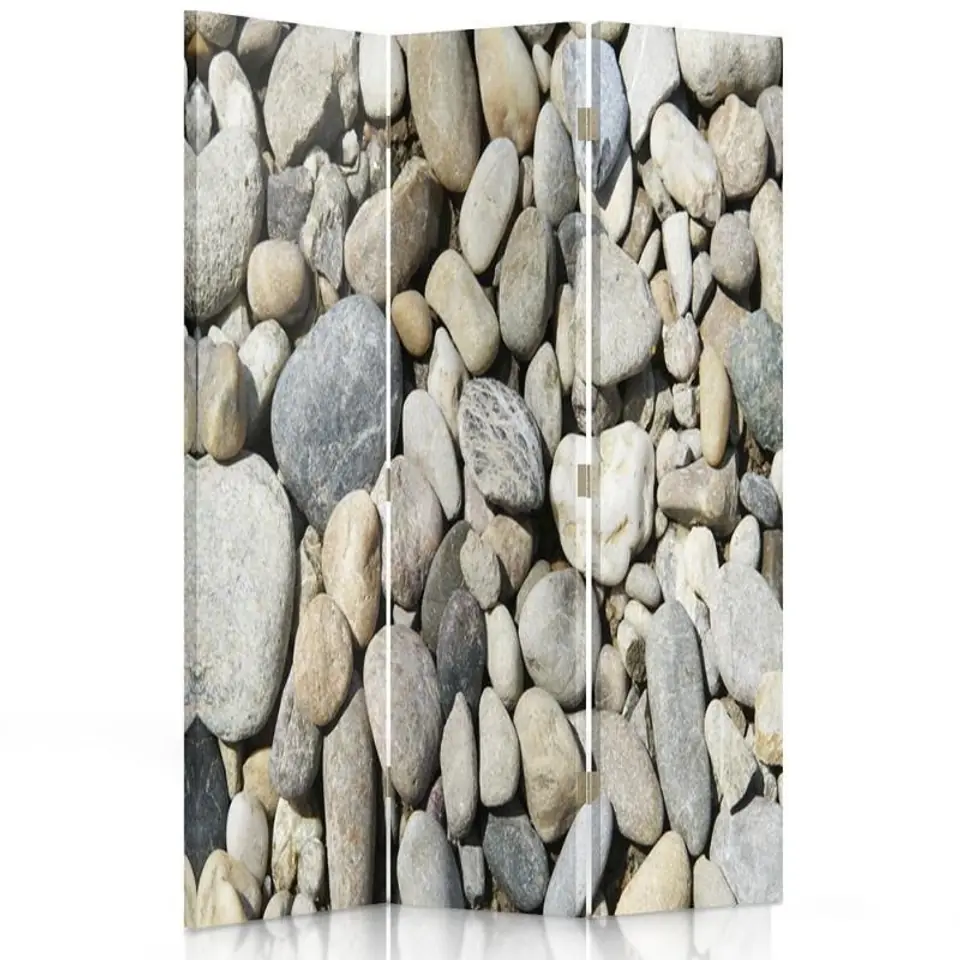 ⁨Parawan dwustronny obrotowy, Kamienie na plaży (Rozmiar 110x170)⁩ w sklepie Wasserman.eu