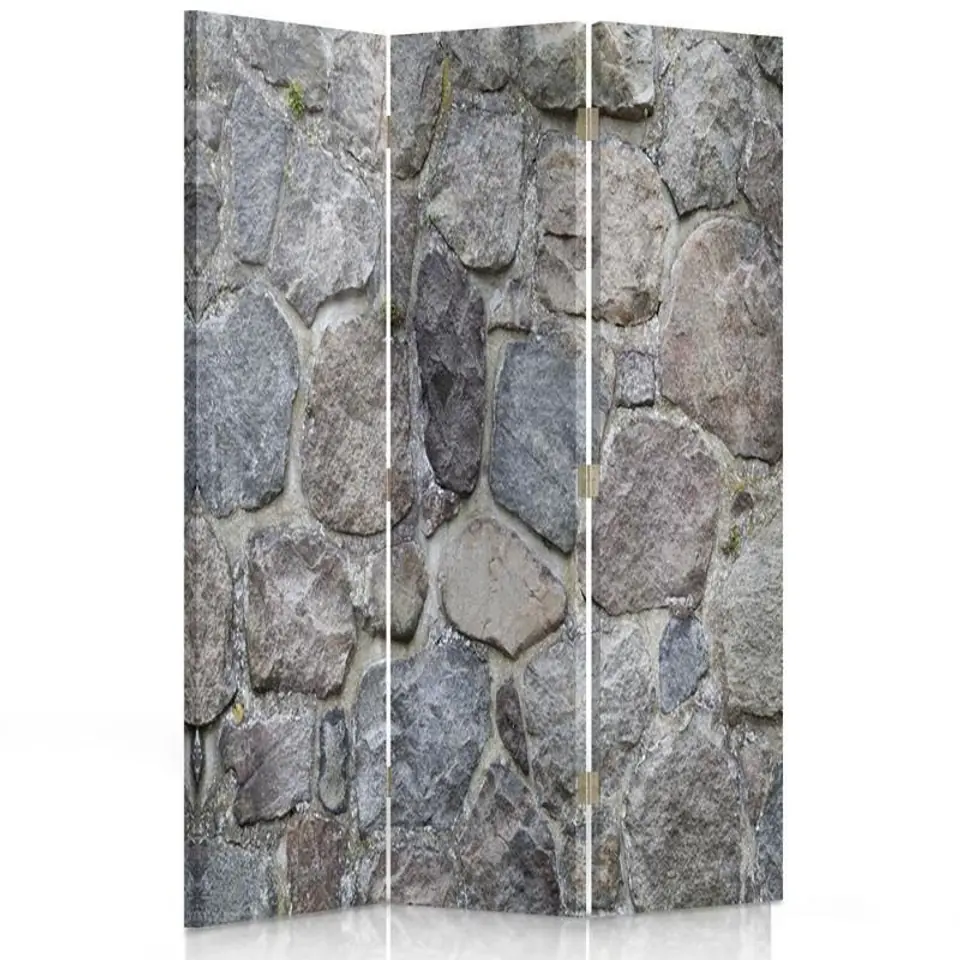 ⁨Parawan dwustronny obrotowy, Kamienny mur (Rozmiar 110x170)⁩ w sklepie Wasserman.eu