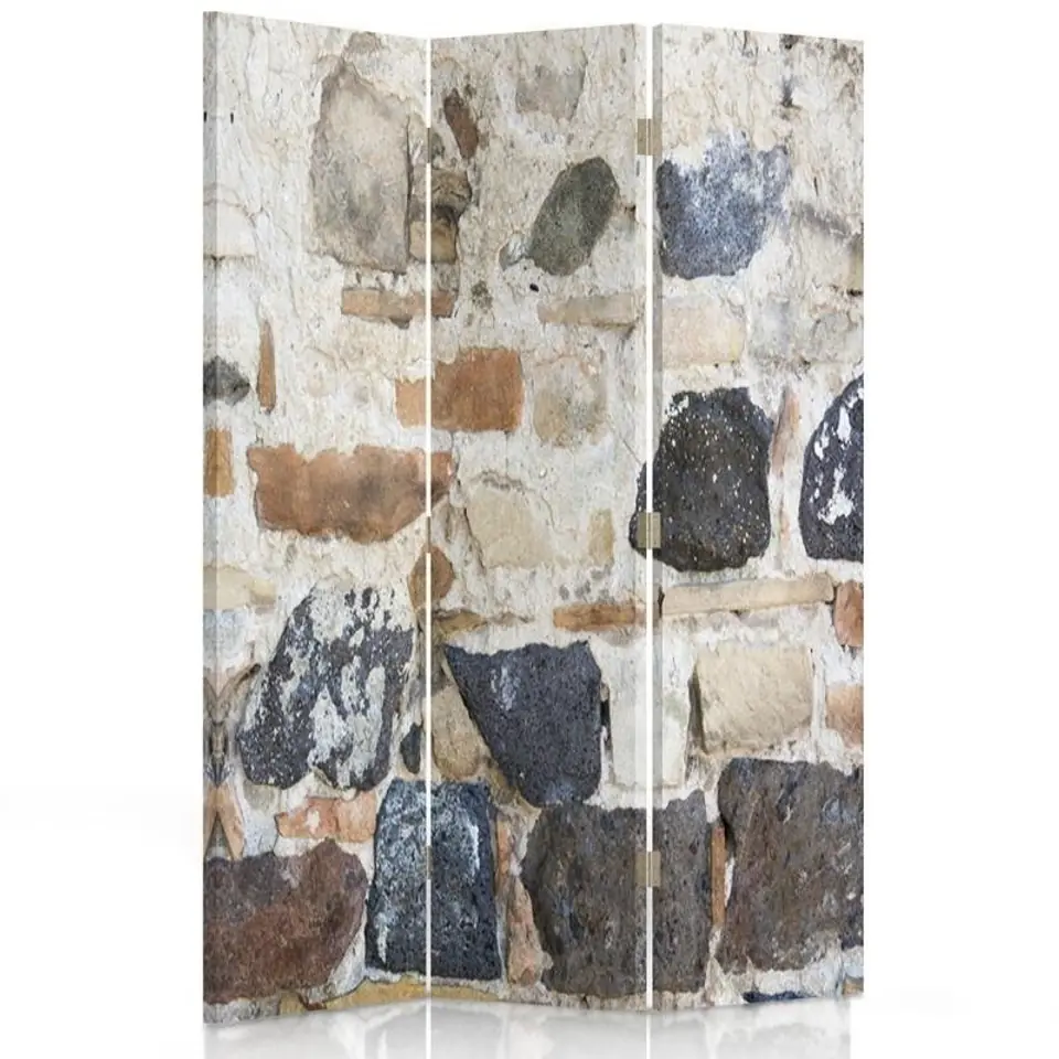 ⁨Parawan dwustronny obrotowy, Stary mur z kamieni (Rozmiar 110x170)⁩ w sklepie Wasserman.eu