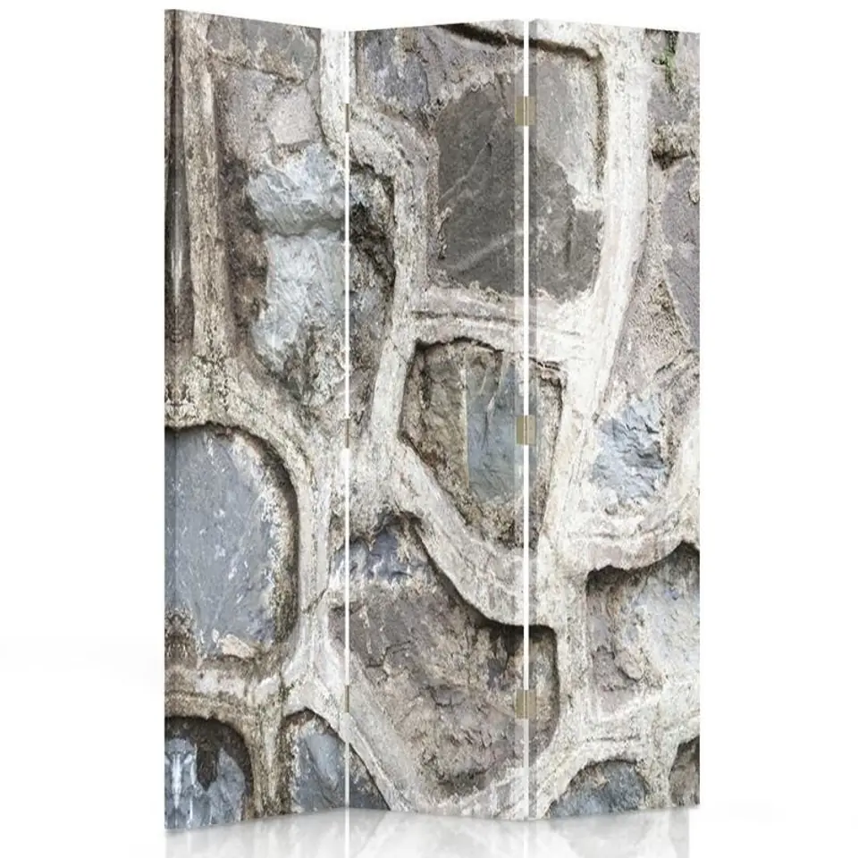 ⁨Parawan dwustronny obrotowy, Szary kamienny mur (Rozmiar 110x170)⁩ w sklepie Wasserman.eu