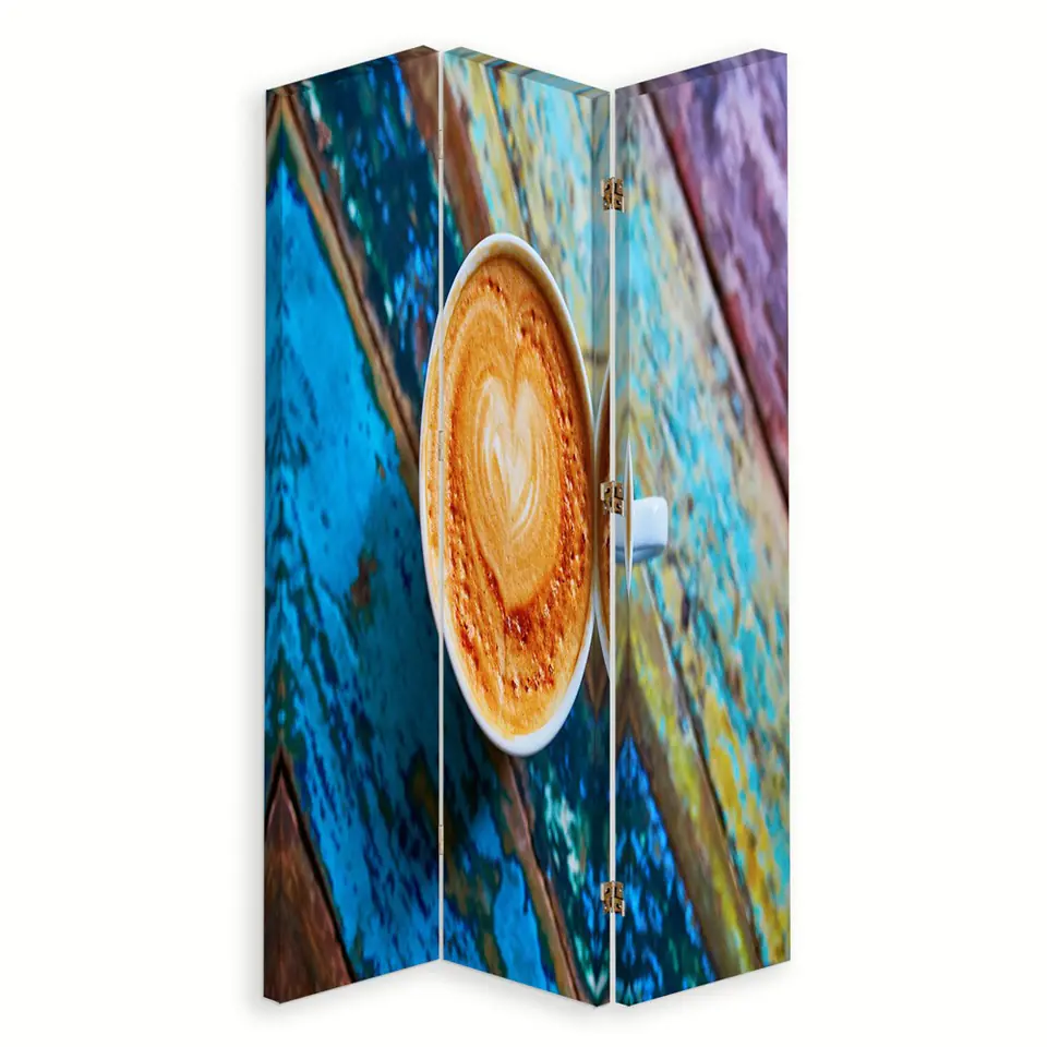 ⁨Double-sided rotary screen, Coffee on a rustic table (Size 110x170)⁩ at Wasserman.eu