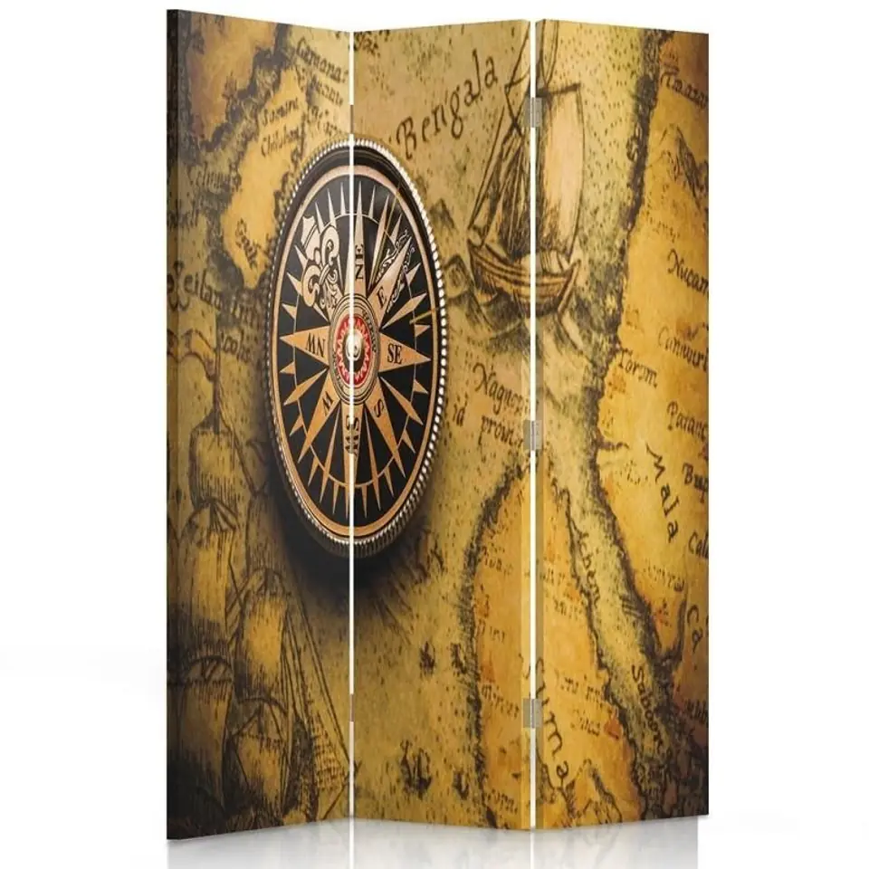 ⁨Double-sided swivel screen, Compass on the old map (Size 110x170)⁩ at Wasserman.eu