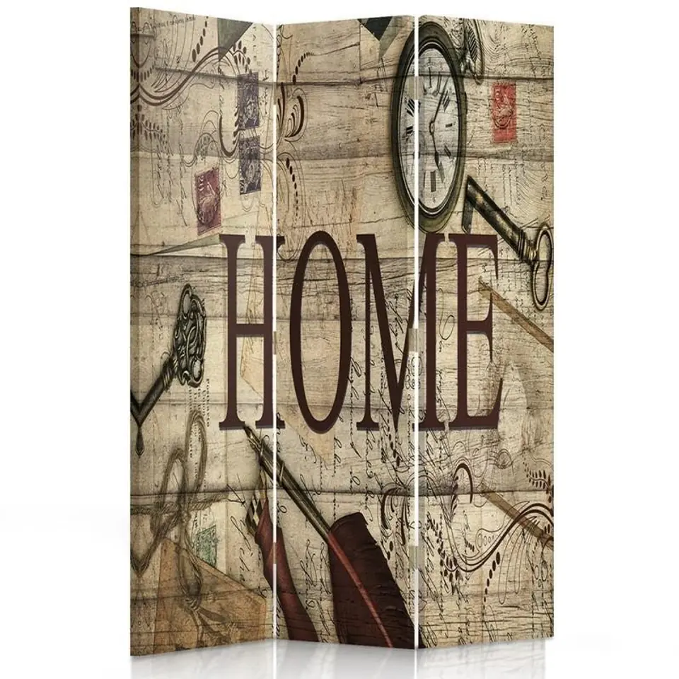 ⁨Parawan dwustronny obrotowy, Kompozycja home vintage (Rozmiar 110x170)⁩ w sklepie Wasserman.eu